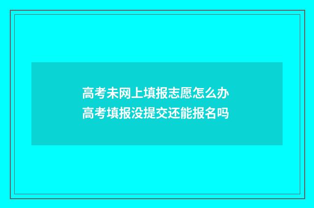 高考未网上填报志愿怎么办 高考填报没提交还能报名吗