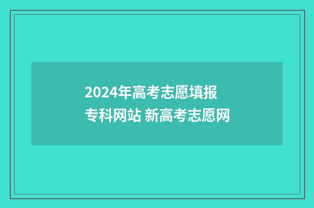 2024年高考志愿填报专科网站 新高考志愿网