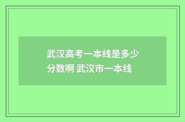 武汉高考一本线是多少分数啊 武汉市一本线