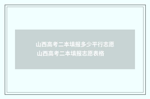 山西高考二本填报多少平行志愿 山西高考二本填报志愿表格