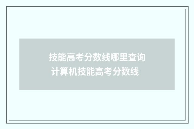 技能高考分数线哪里查询 计算机技能高考分数线