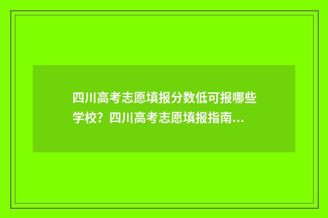 四川高考志愿填报分数低可报哪些学校？四川高考志愿填报指南 四川高考志愿填报指南手册