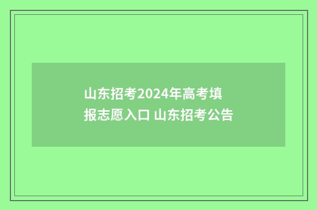 山东招考2024年高考填报志愿入口 山东招考公告