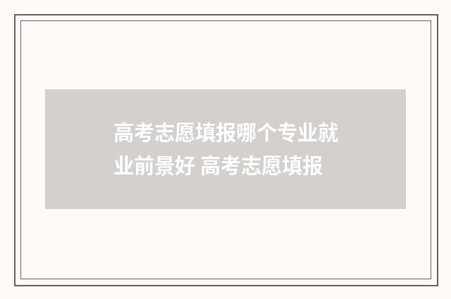 高考志愿填报哪个专业就业前景好 高考志愿填报