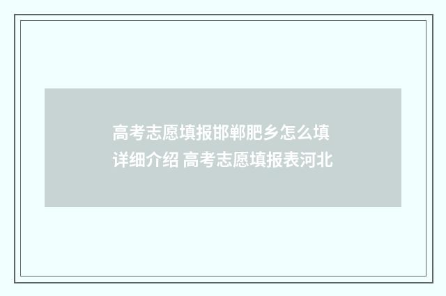 高考志愿填报邯郸肥乡怎么填 详细介绍 高考志愿填报表河北