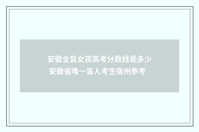 安徽全盲女孩高考分数线是多少 安徽省唯一盲人考生宿州参考