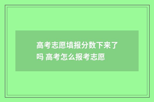 高考志愿填报分数下来了吗 高考怎么报考志愿