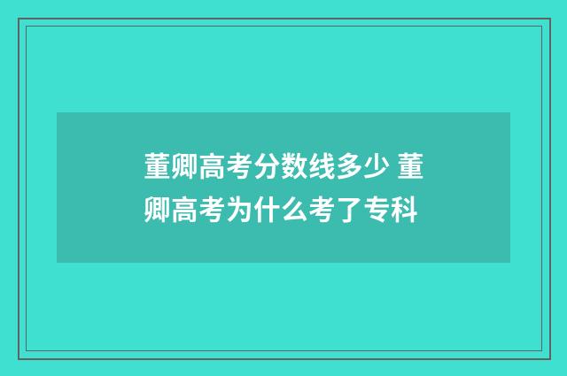 董卿高考分数线多少 董卿高考为什么考了专科