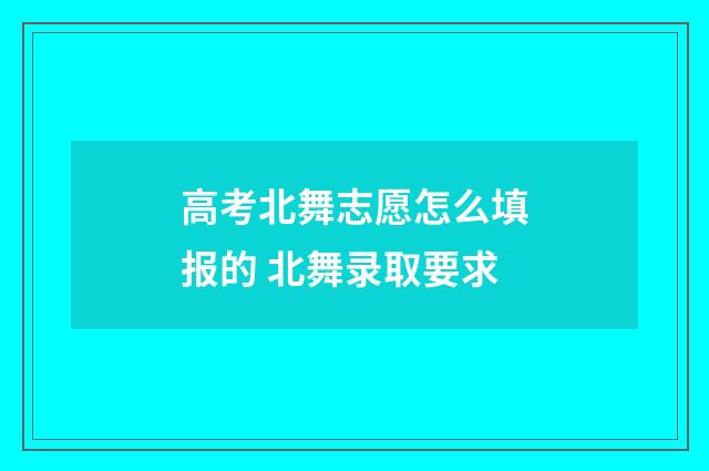 高考北舞志愿怎么填报的 北舞录取要求