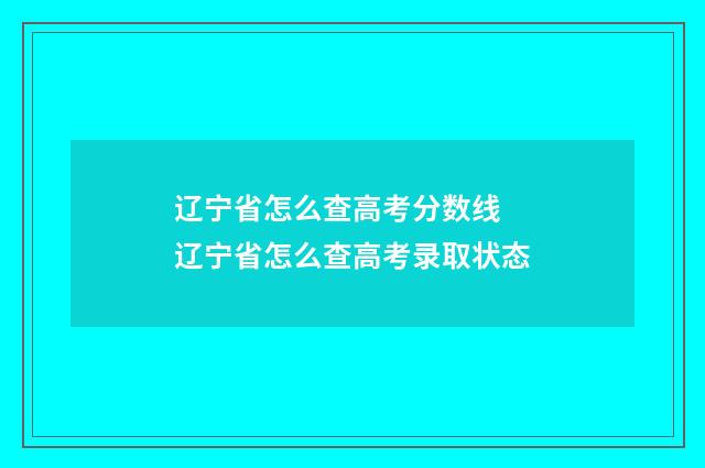 辽宁省怎么查高考分数线 辽宁省怎么查高考录取状态