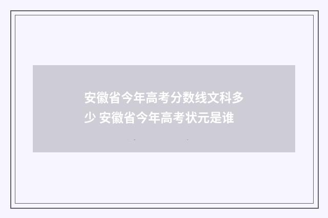 安徽省今年高考分数线文科多少 安徽省今年高考状元是谁