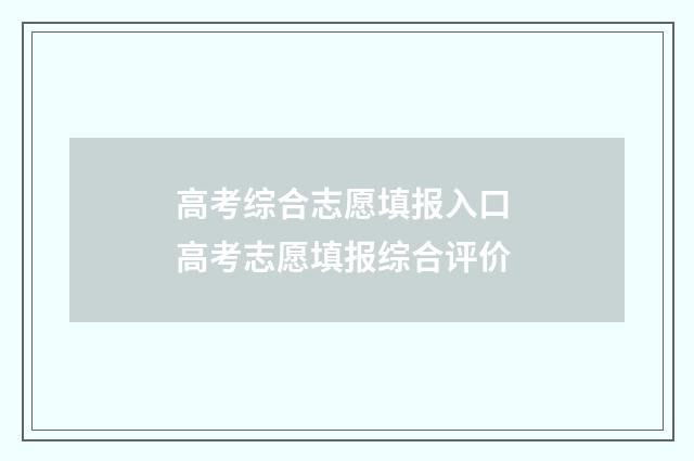 高考综合志愿填报入口 高考志愿填报综合评价