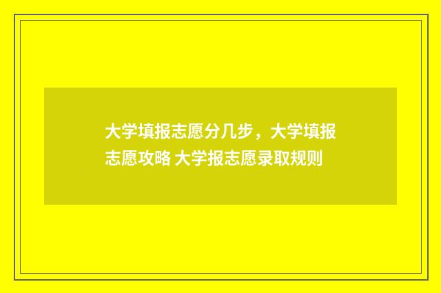 大学填报志愿分几步，大学填报志愿攻略 大学报志愿录取规则