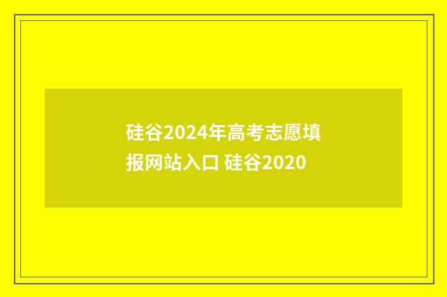 硅谷2024年高考志愿填报网站入口 硅谷2020