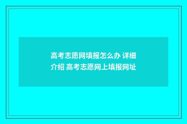 高考志愿网填报怎么办 详细介绍 高考志愿网上填报网址