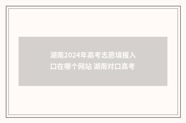 湖南2024年高考志愿填报入口在哪个网站 湖南对口高考