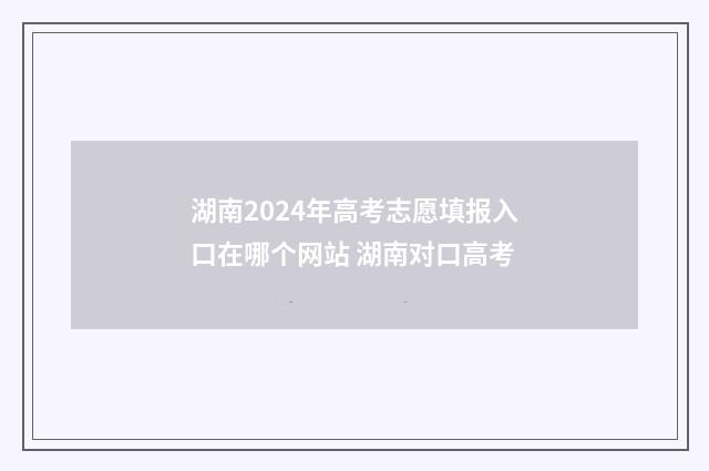 湖南2024年高考志愿填报入口在哪个网站 湖南对口高考