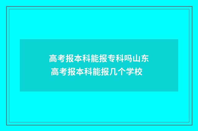 高考报本科能报专科吗山东 高考报本科能报几个学校