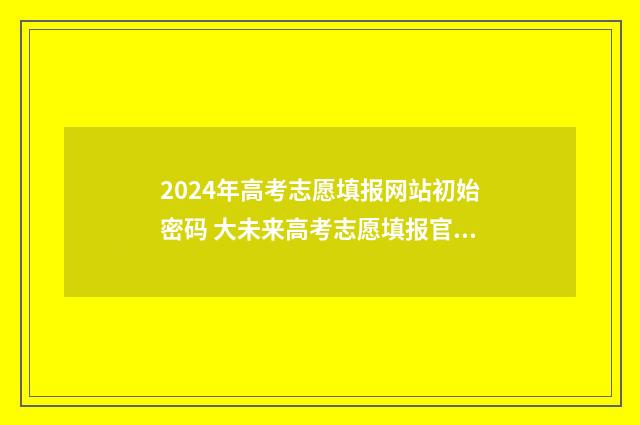 2024年高考志愿填报网站初始密码 大未来高考志愿填报官网