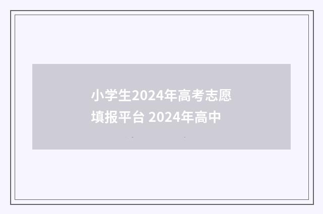 小学生2024年高考志愿填报平台 2024年高中