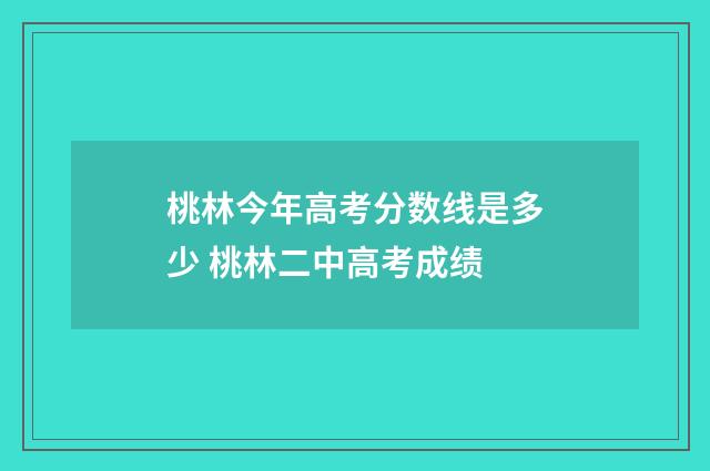 桃林今年高考分数线是多少 桃林二中高考成绩