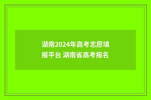 湖南2024年高考志愿填报平台 湖南省高考报名