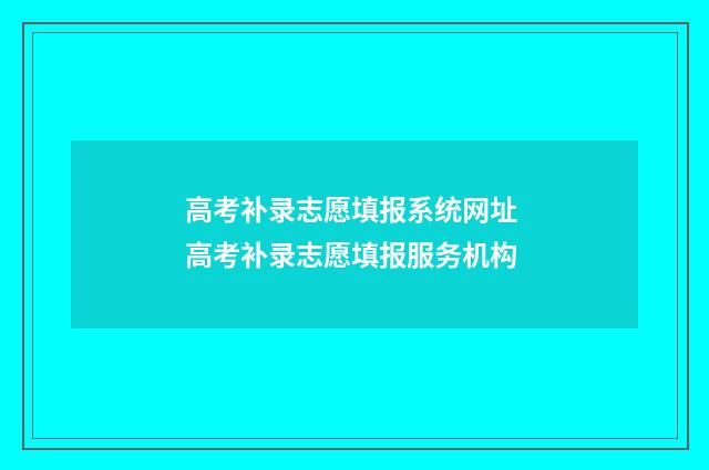 高考补录志愿填报系统网址 高考补录志愿填报服务机构