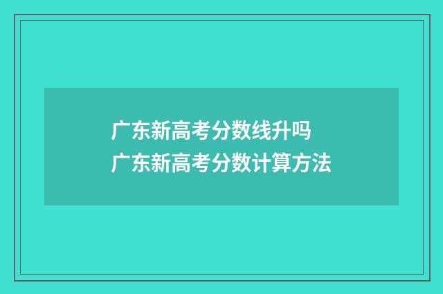 广东新高考分数线升吗 广东新高考分数计算方法