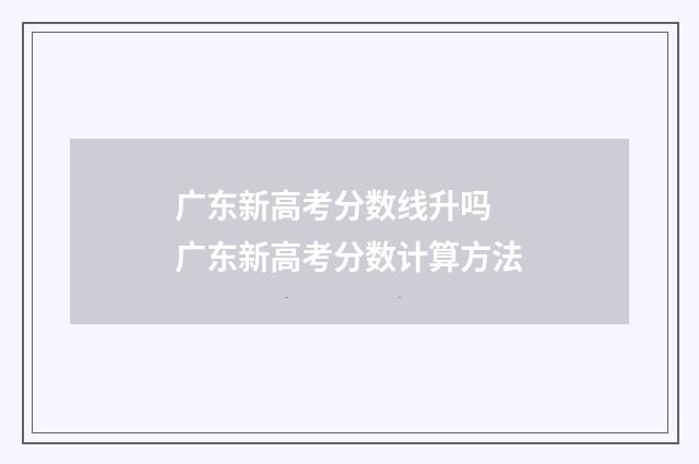 广东新高考分数线升吗 广东新高考分数计算方法