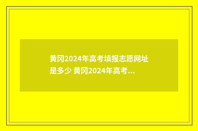 黄冈2024年高考填报志愿网址是多少 黄冈2024年高考状元