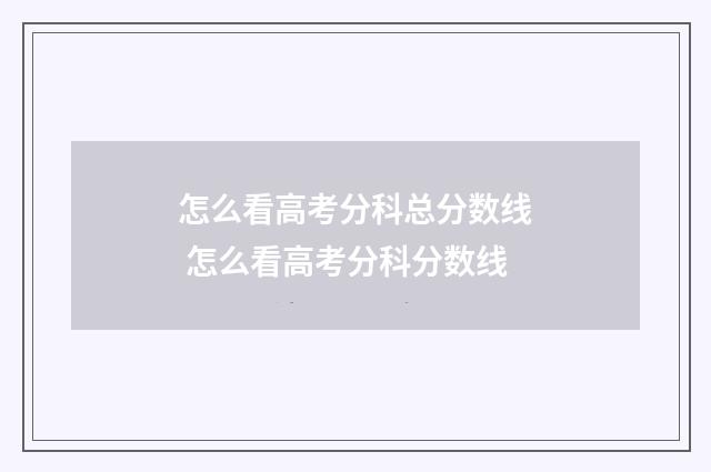 怎么看高考分科总分数线 怎么看高考分科分数线