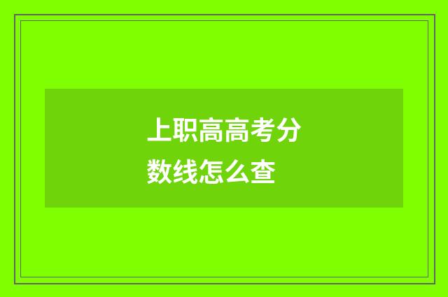 上职高高考分数线怎么查