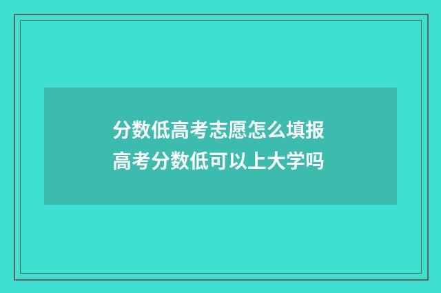 分数低高考志愿怎么填报 高考分数低可以上大学吗