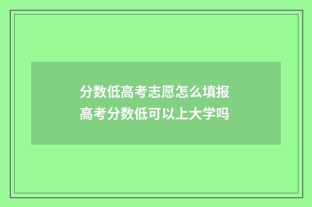 分数低高考志愿怎么填报 高考分数低可以上大学吗