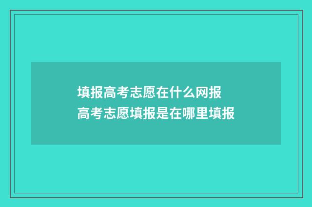 填报高考志愿在什么网报 高考志愿填报是在哪里填报