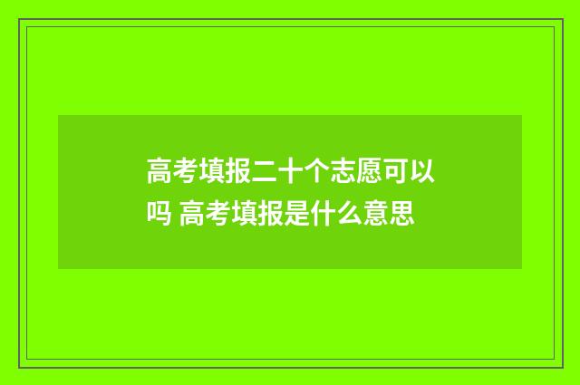 高考填报二十个志愿可以吗 高考填报是什么意思