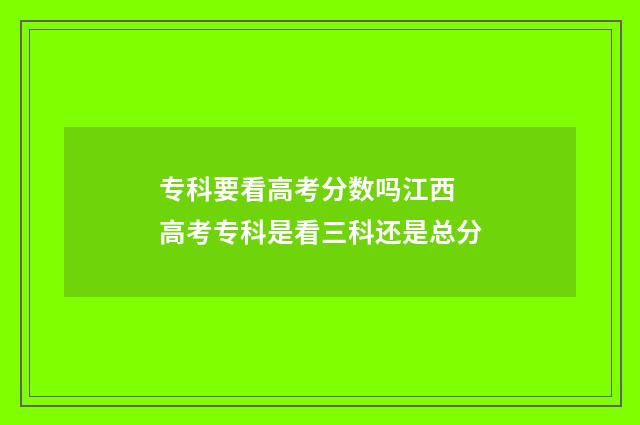 专科要看高考分数吗江西 高考专科是看三科还是总分