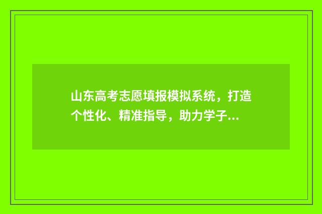 山东高考志愿填报模拟系统，打造个性化、精准指导，助力学子圆梦！ 山东高考志愿填报方式