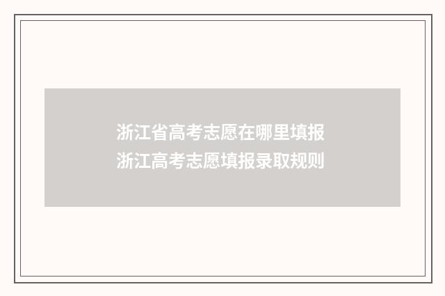 浙江省高考志愿在哪里填报 浙江高考志愿填报录取规则