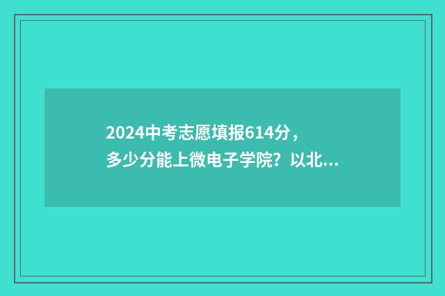 2024中考志愿填报614分，多少分能上微电子学院？以北京为例 2024中考志愿填报网站入口