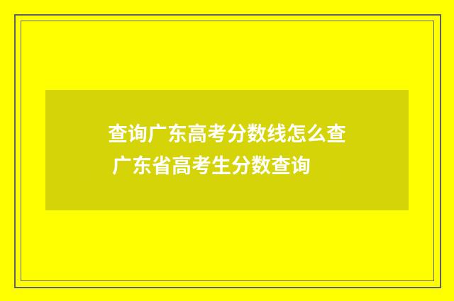 查询广东高考分数线怎么查 广东省高考生分数查询