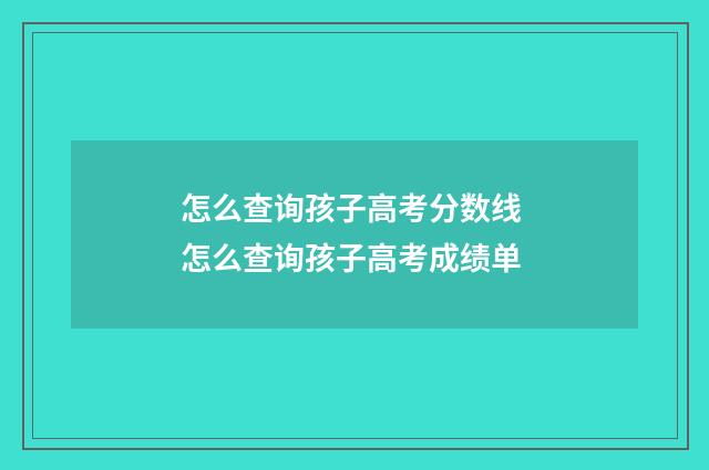 怎么查询孩子高考分数线 怎么查询孩子高考成绩单