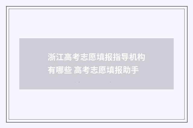 浙江高考志愿填报指导机构有哪些 高考志愿填报助手