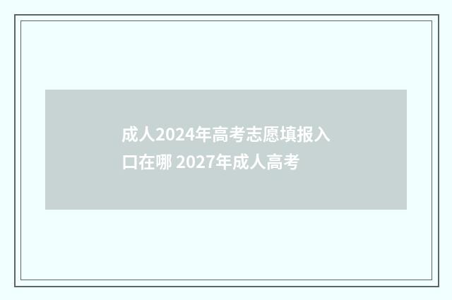 成人2024年高考志愿填报入口在哪 2027年成人高考