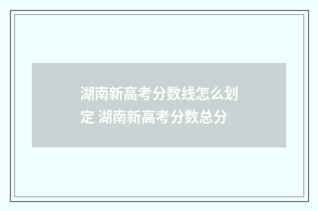 湖南新高考分数线怎么划定 湖南新高考分数总分