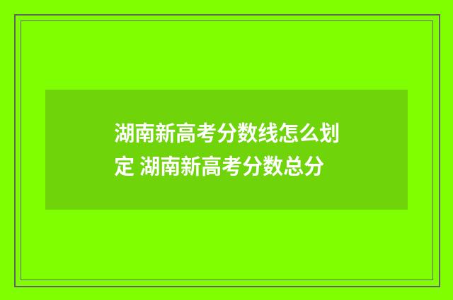 湖南新高考分数线怎么划定 湖南新高考分数总分