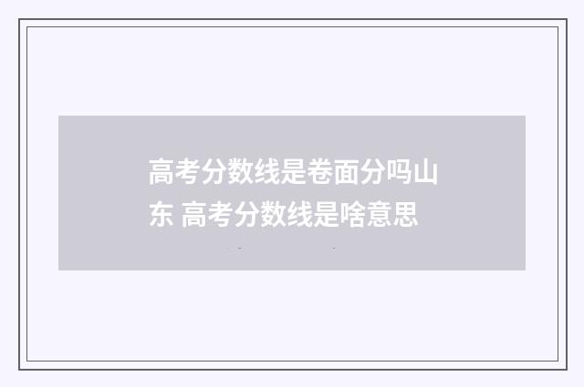高考分数线是卷面分吗山东 高考分数线是啥意思