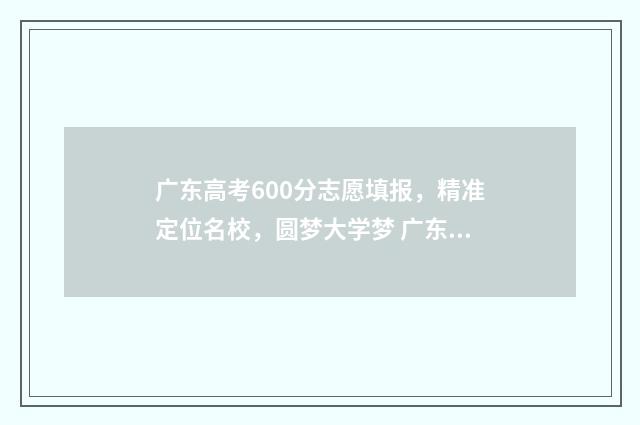 广东高考600分志愿填报，精准定位名校，圆梦大学梦 广东高考600分多少名