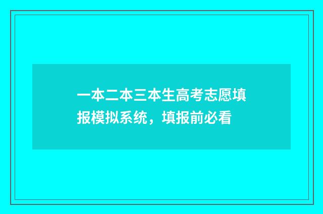 一本二本三本生高考志愿填报模拟系统，填报前必看