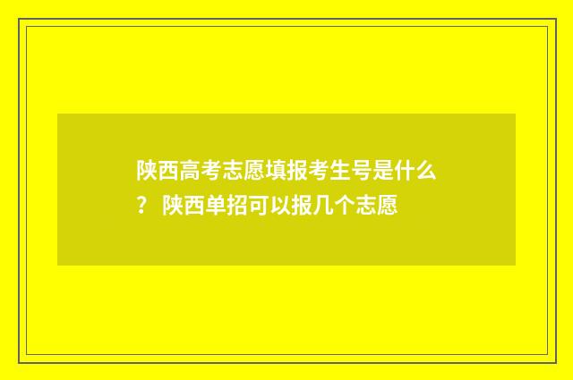 陕西高考志愿填报考生号是什么？ 陕西单招可以报几个志愿